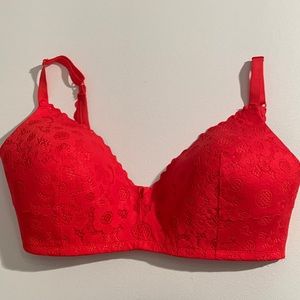 Aerie red wireless Real Happy bra 38DD with eyelet detail